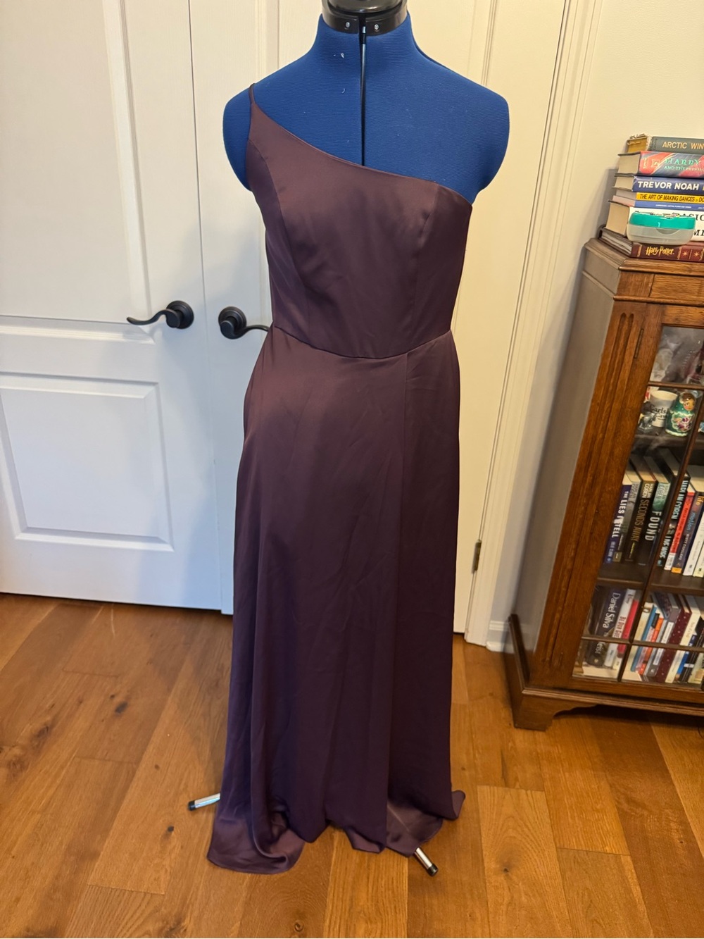 David's Bridal One-Shoulder Evening Gown - Plum